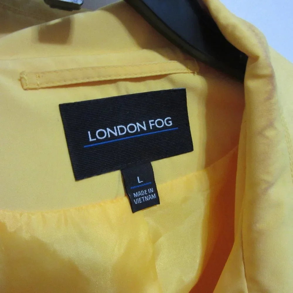 London Fog Yellow Double Breasted Belted Collared Trench Coat Size L Women's - Picture 3 of 13